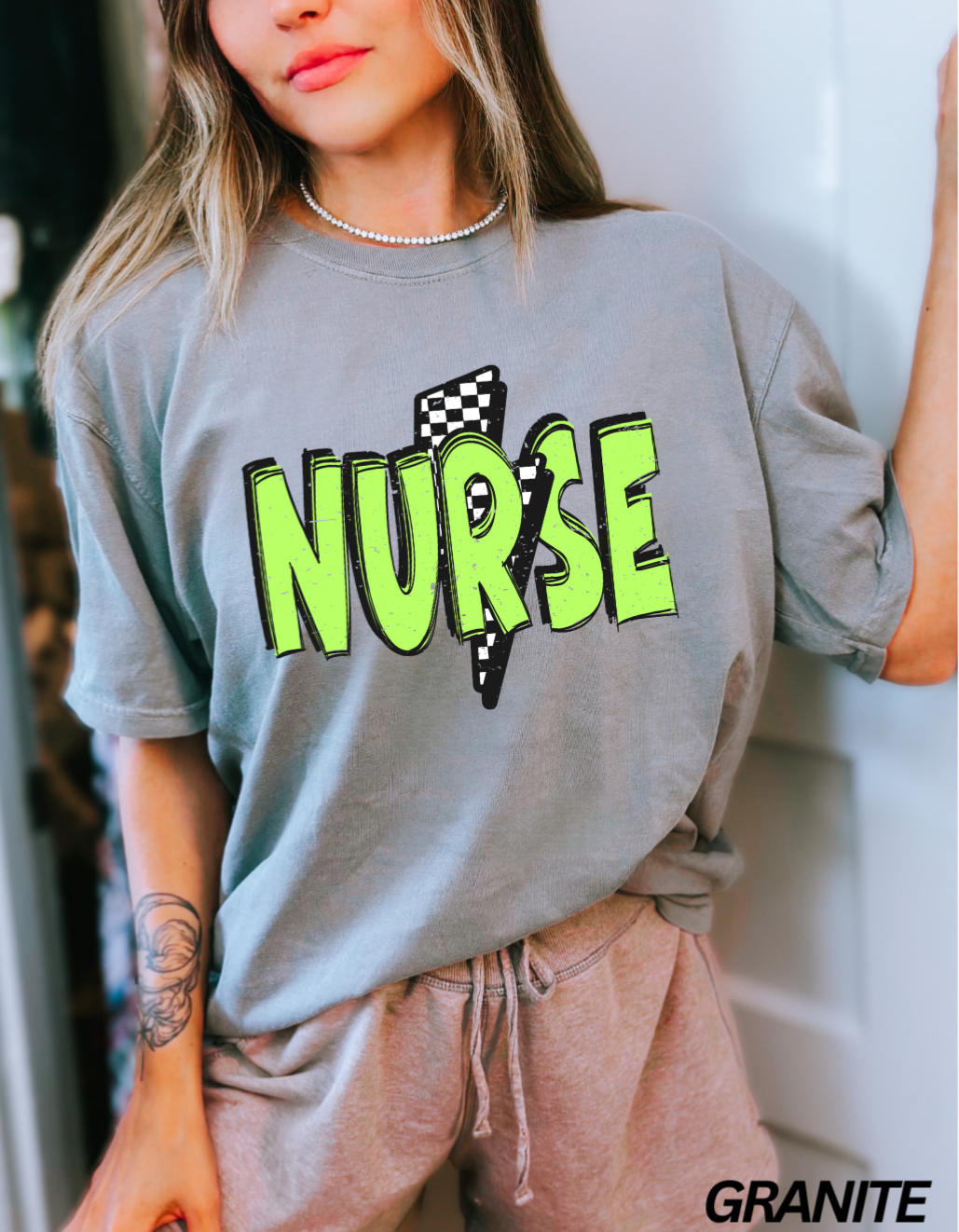 Green Lightning Bolt Nurse T-shirt