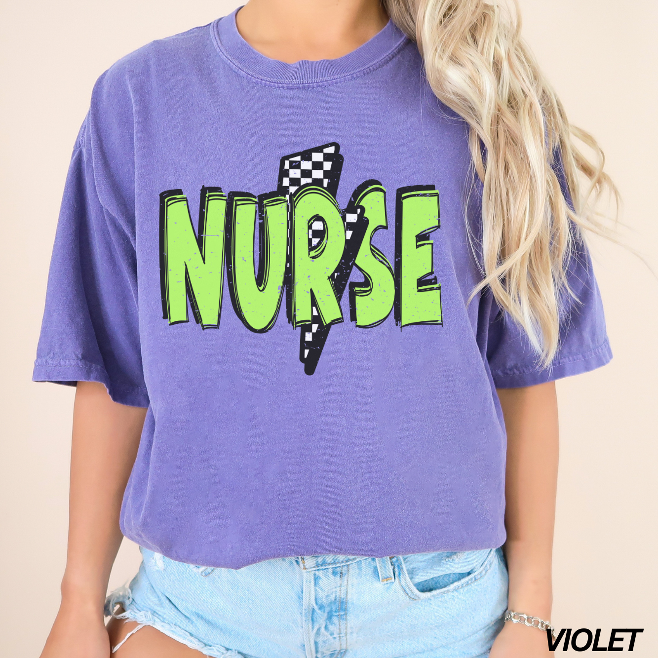 Green Lightning Bolt Nurse T-shirt
