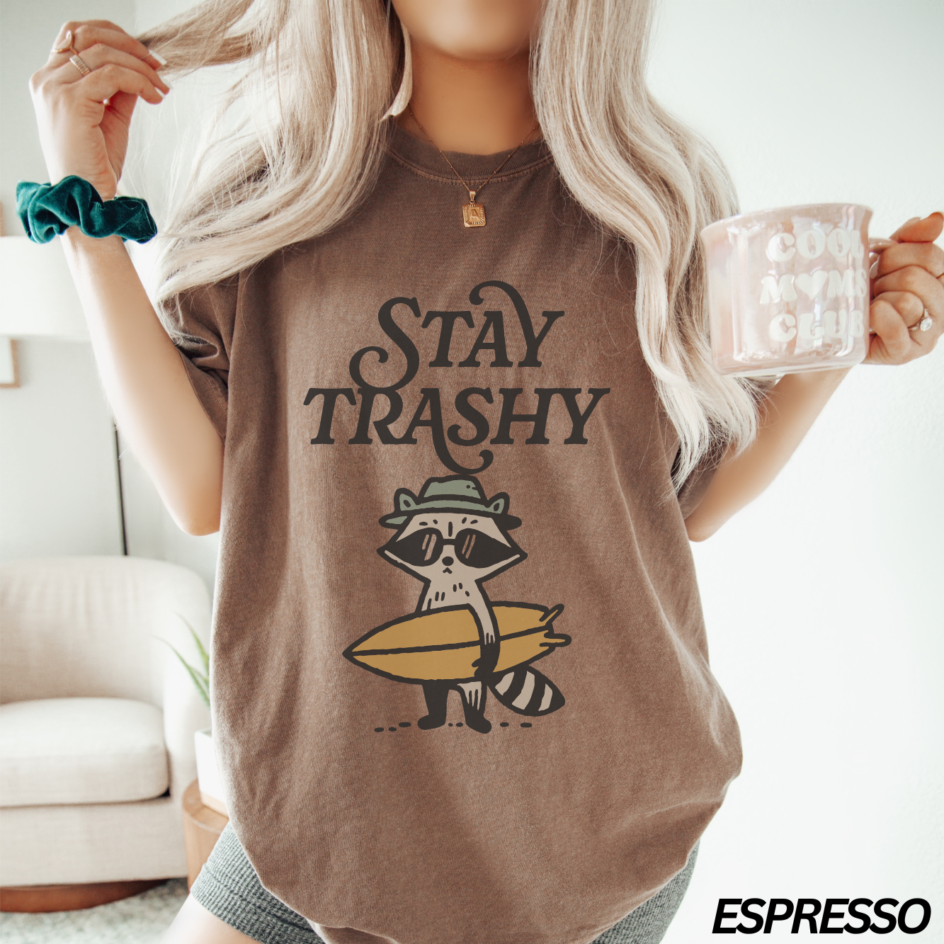Stay Trashy Surfing Raccoon T-shirt