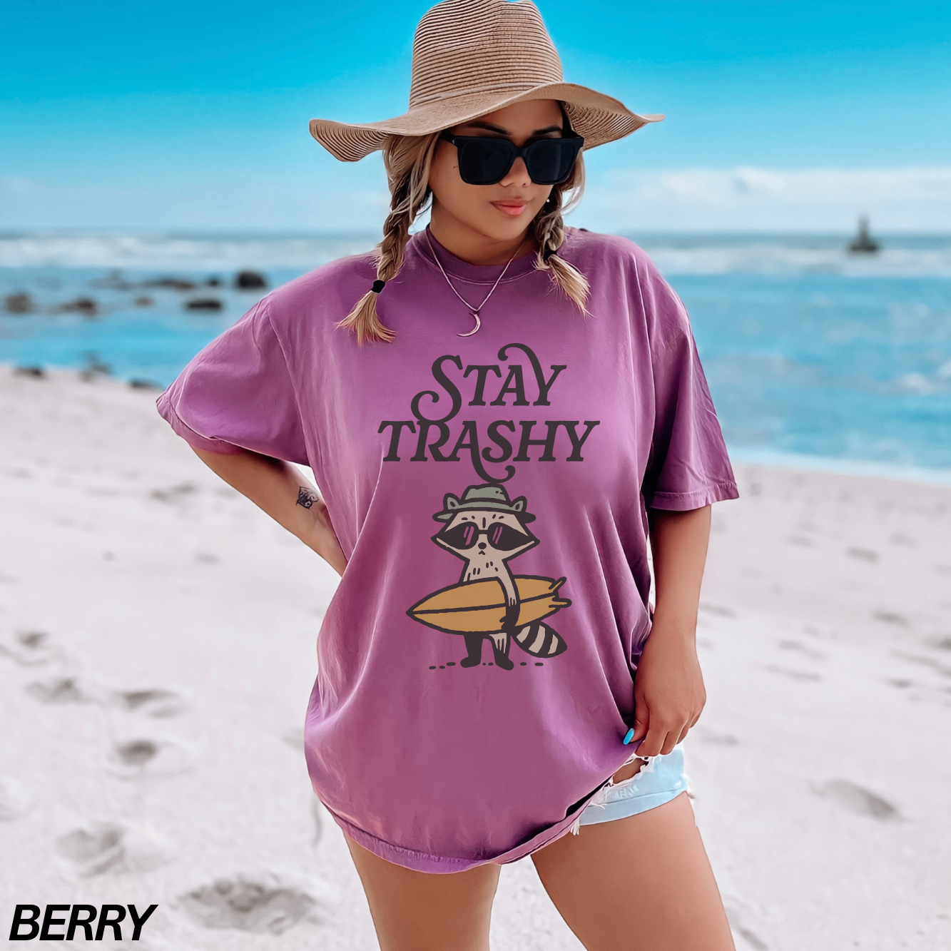 Stay Trashy Surfing Raccoon T-shirt