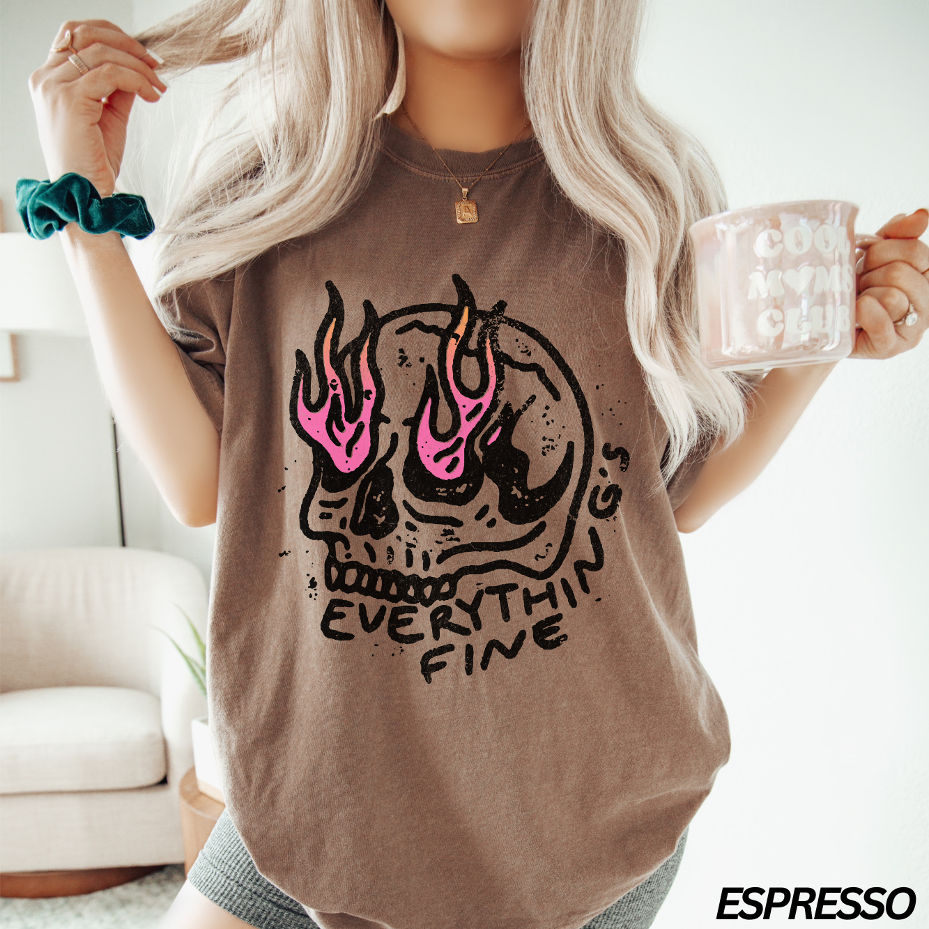 Pink Flames Everything’s Fine T-shirt
