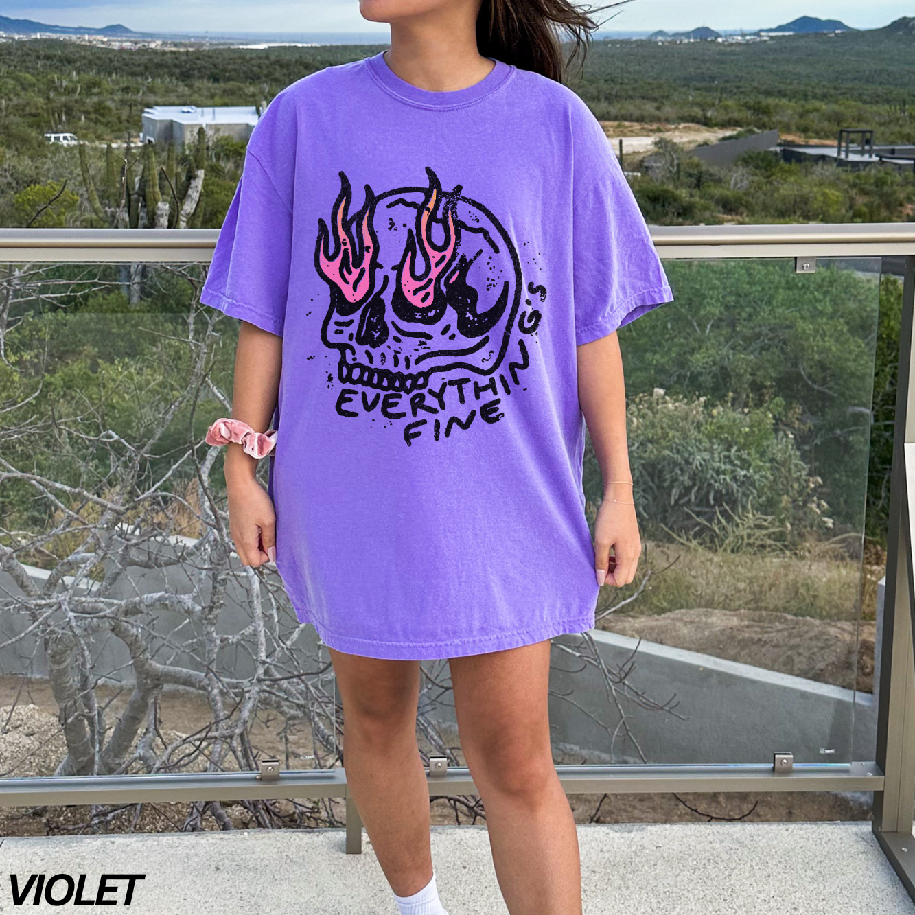 Pink Flames Everything’s Fine T-shirt