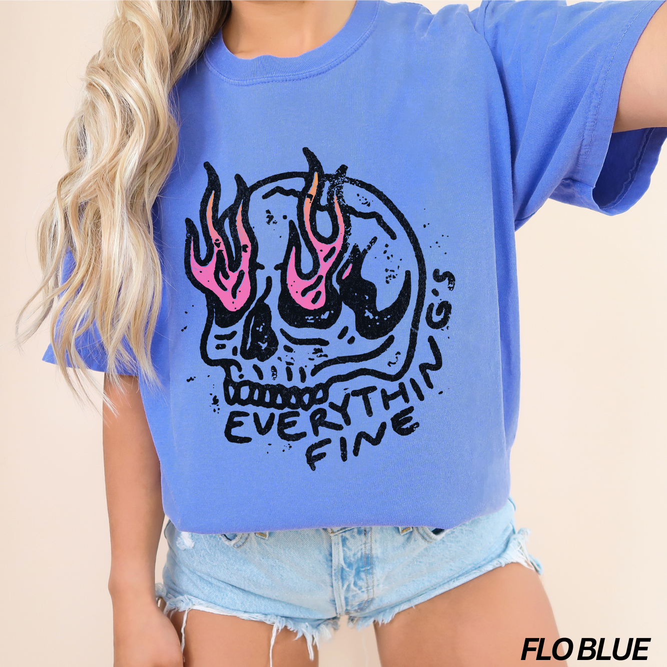 Pink Flames Everything’s Fine T-shirt