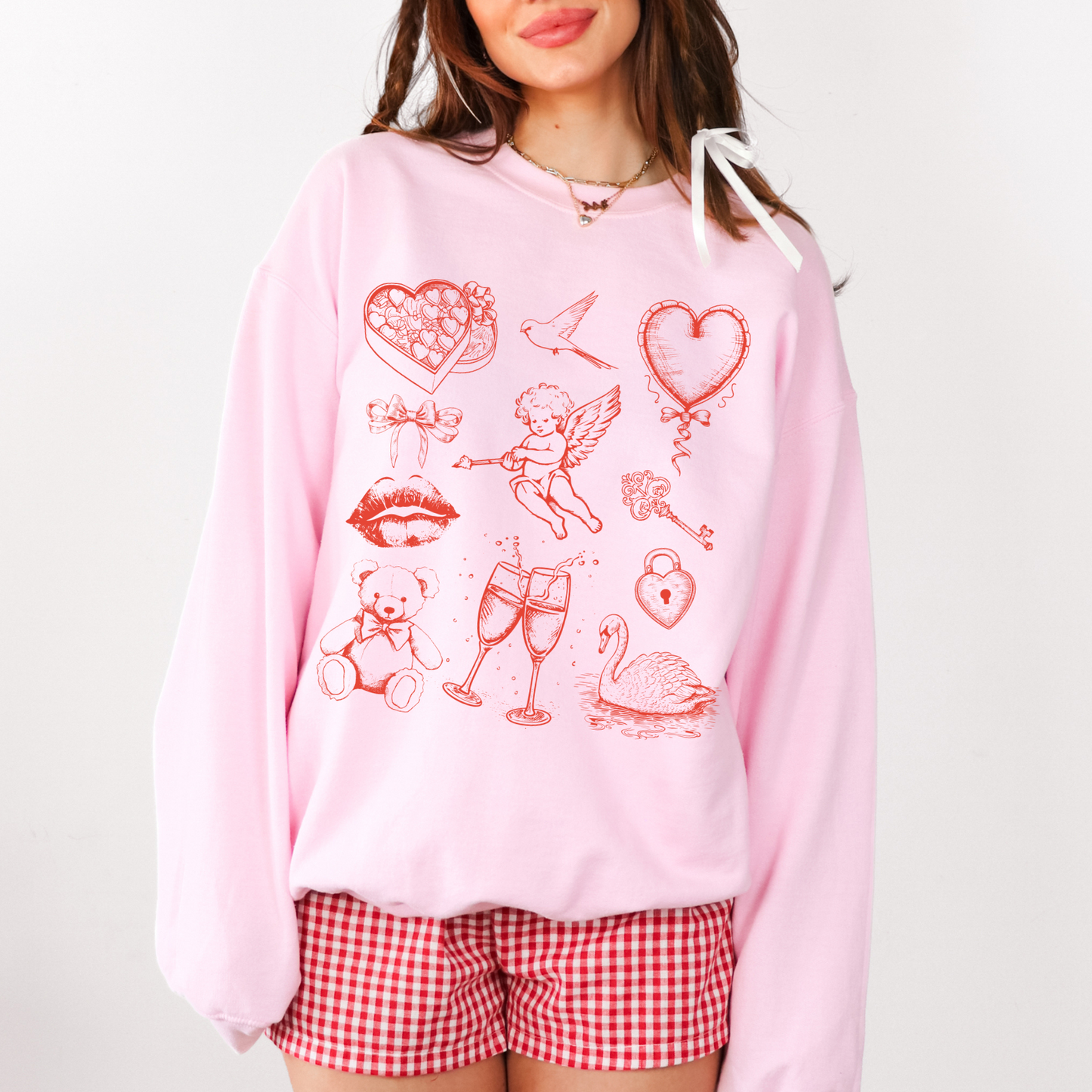Vintage Valentine Collage Crewneck Sweatshirt