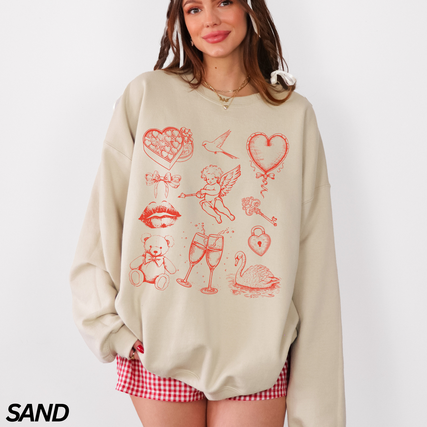 Vintage Valentine Collage Crewneck Sweatshirt