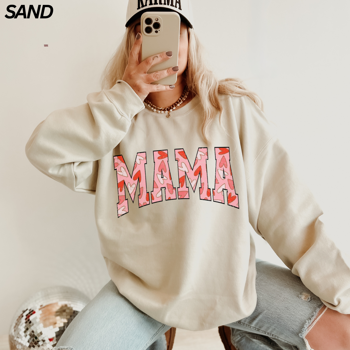 Boho Hearts Mama Valentine Crewneck Sweatshirt