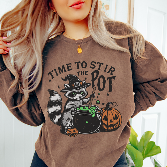 Time to Stir the Pot Halloween Lightweight Crewneck Sweatshirt