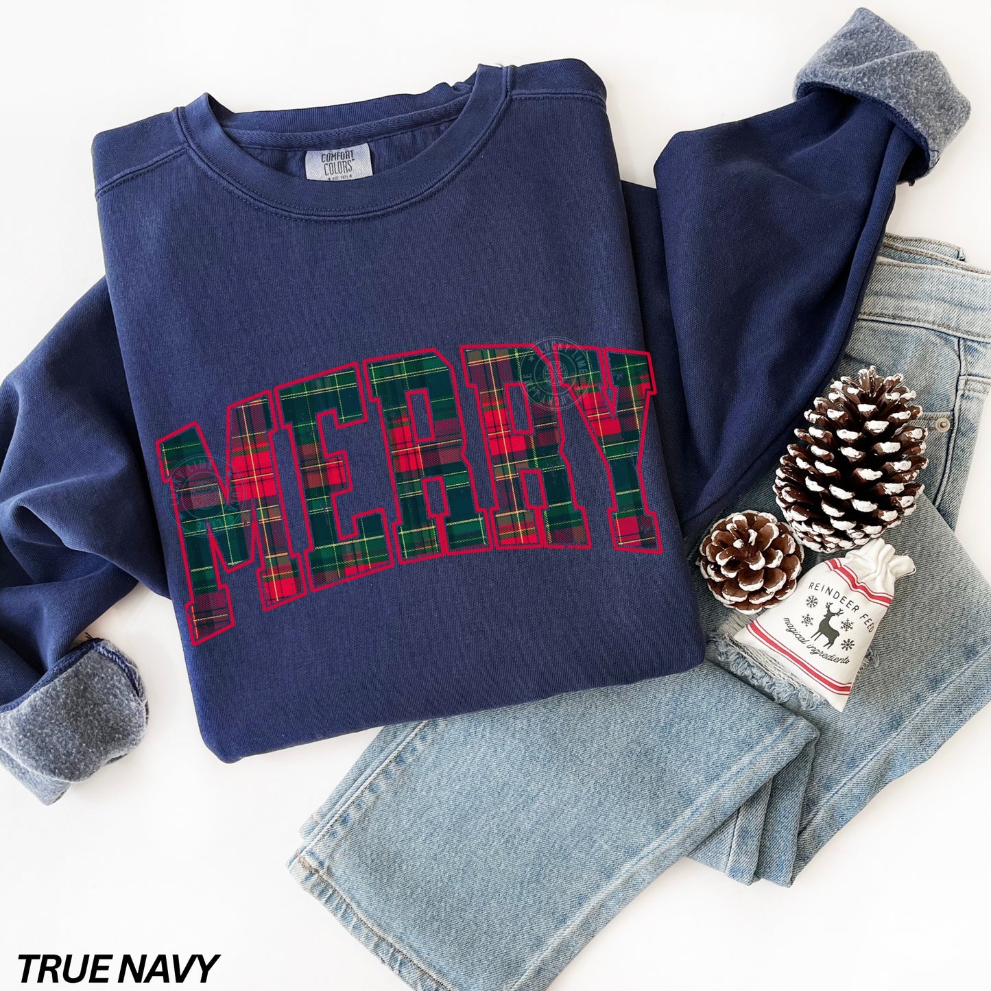 Plaid Merry Comfort Colors® Sweatshirt