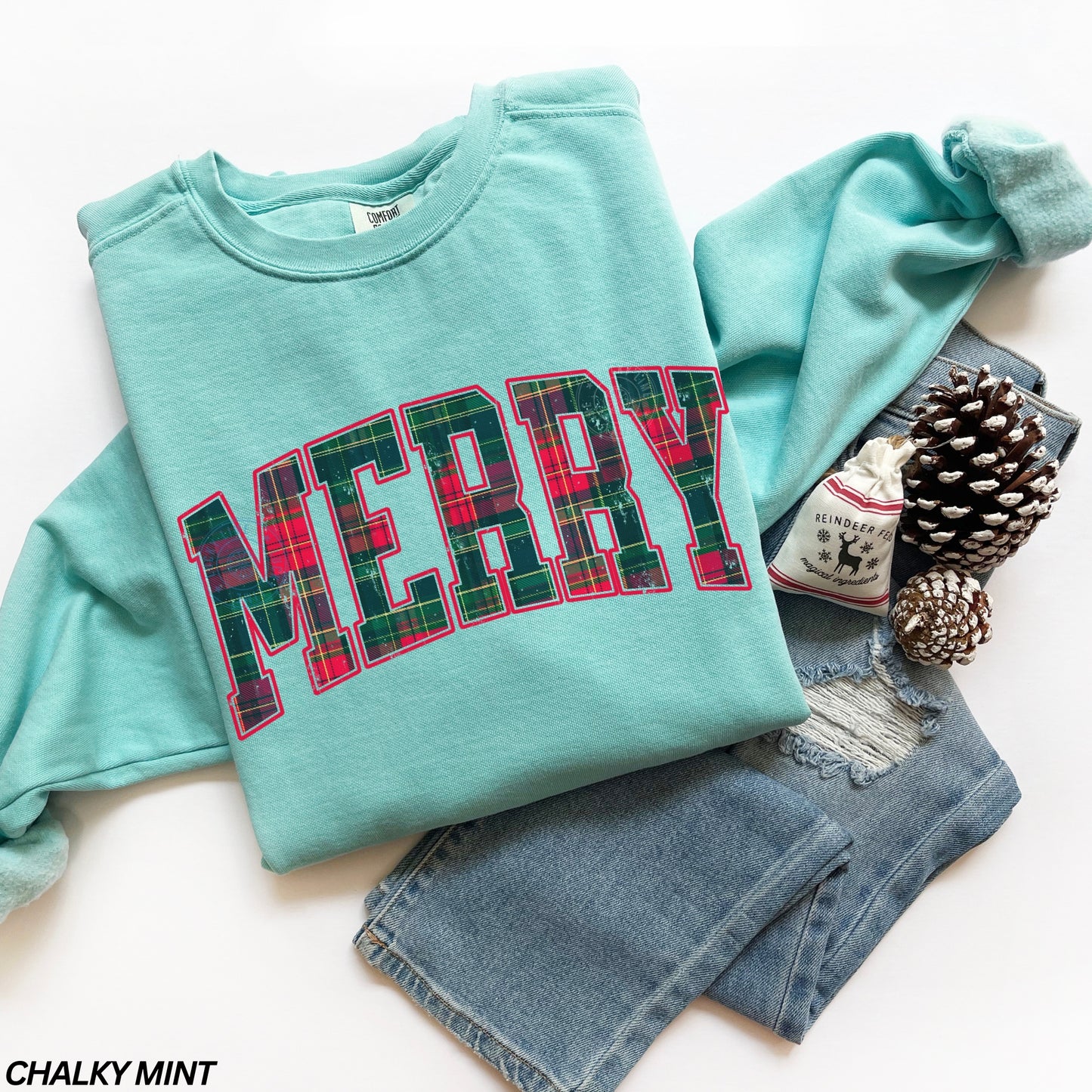 Plaid Merry Comfort Colors® Sweatshirt