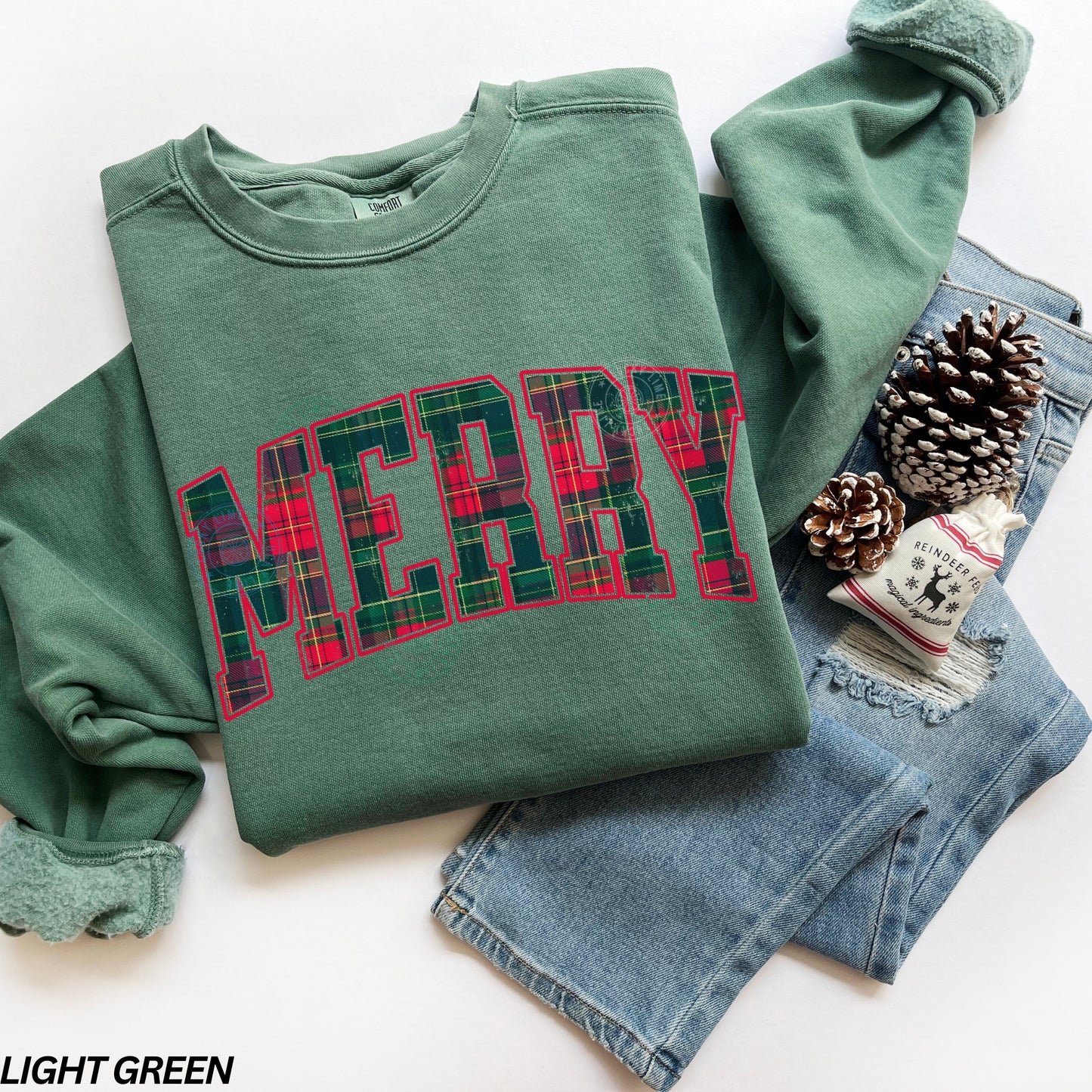 Plaid Merry Comfort Colors® Sweatshirt