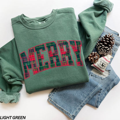 Plaid Merry Comfort Colors® Sweatshirt
