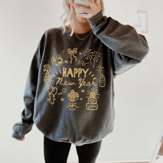Gold Happy New Year Comfort Colors® Sweatshirt