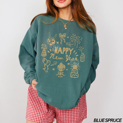 Gold Happy New Year Comfort Colors® Sweatshirt