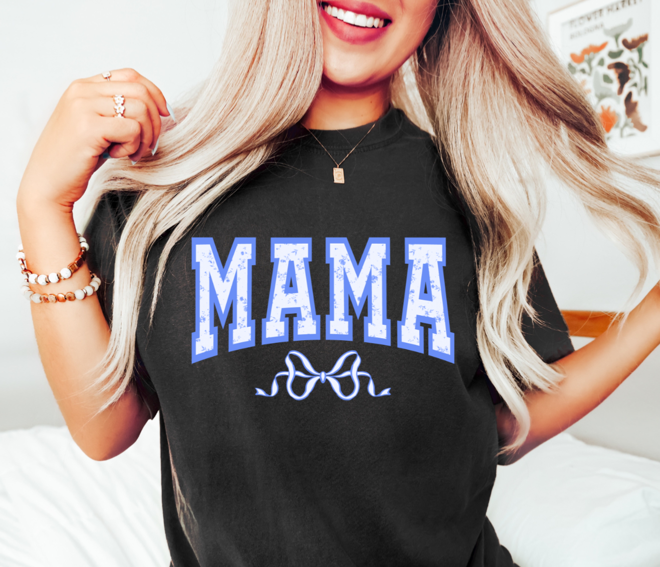 Blue Coquette Mama T-shirt