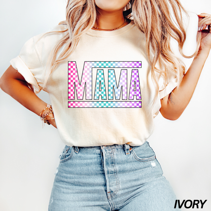 Retro Checkered Mama T-shirt