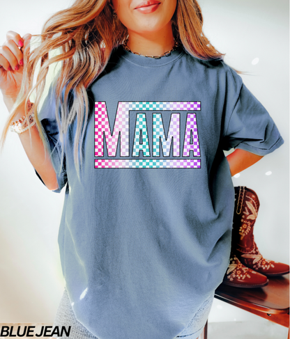 Retro Checkered Mama T-shirt