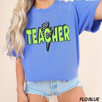 Green Lightning Bolt Teacher T-shirt