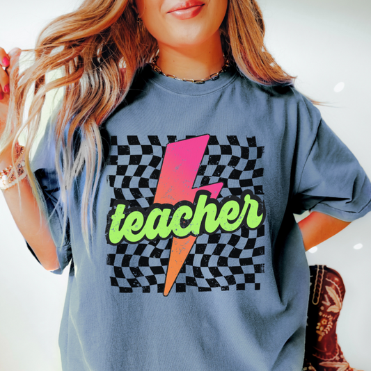 Neon Teacher Lightning Bolt T-shirt