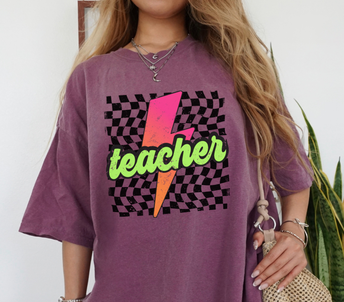 Neon Teacher Lightning Bolt T-shirt