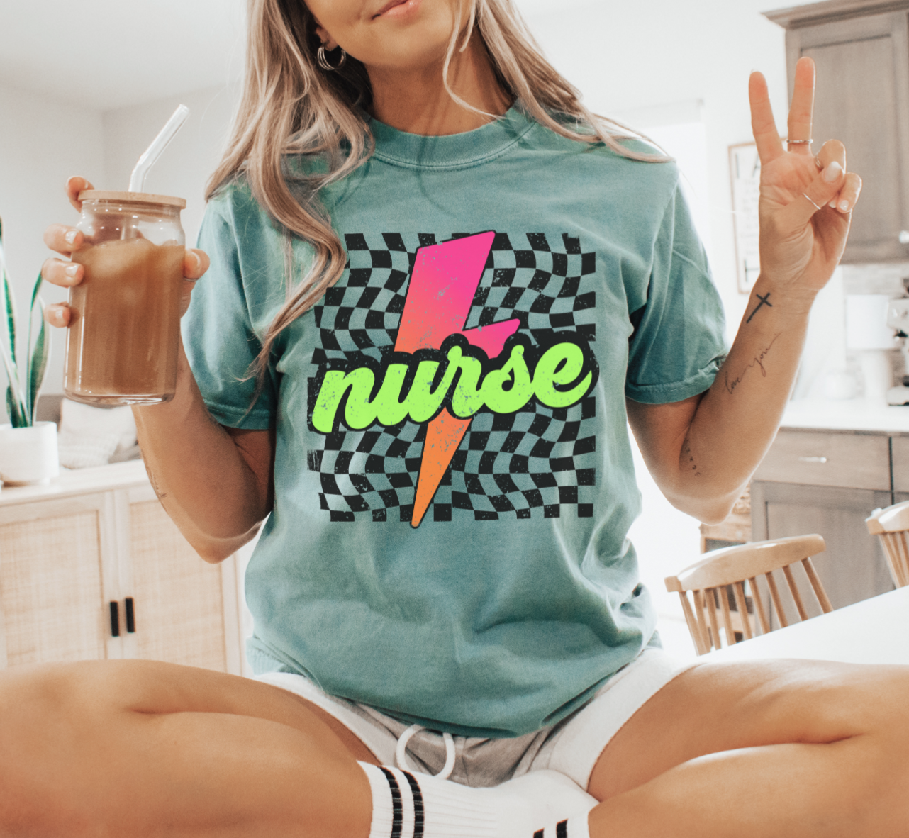 Neon Nurse Lightning Bolt T-shirt