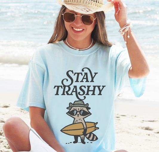 Stay Trashy Surfing Raccoon T-shirt