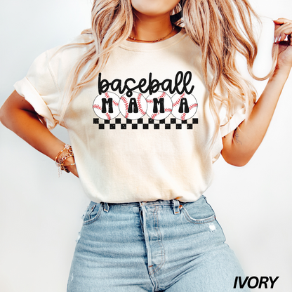 Checkered Baseball Mama T-Shirt