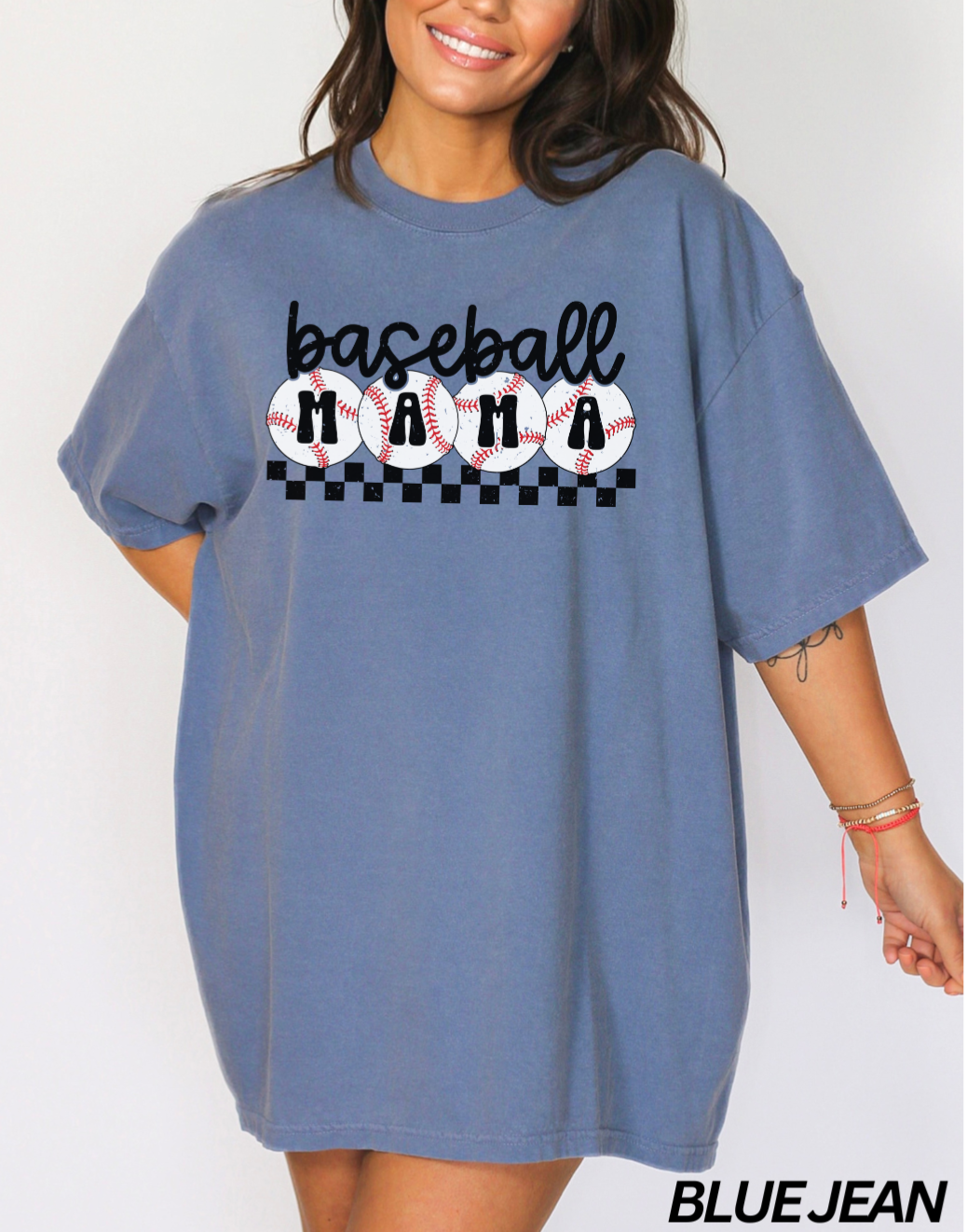 Checkered Baseball Mama T-Shirt