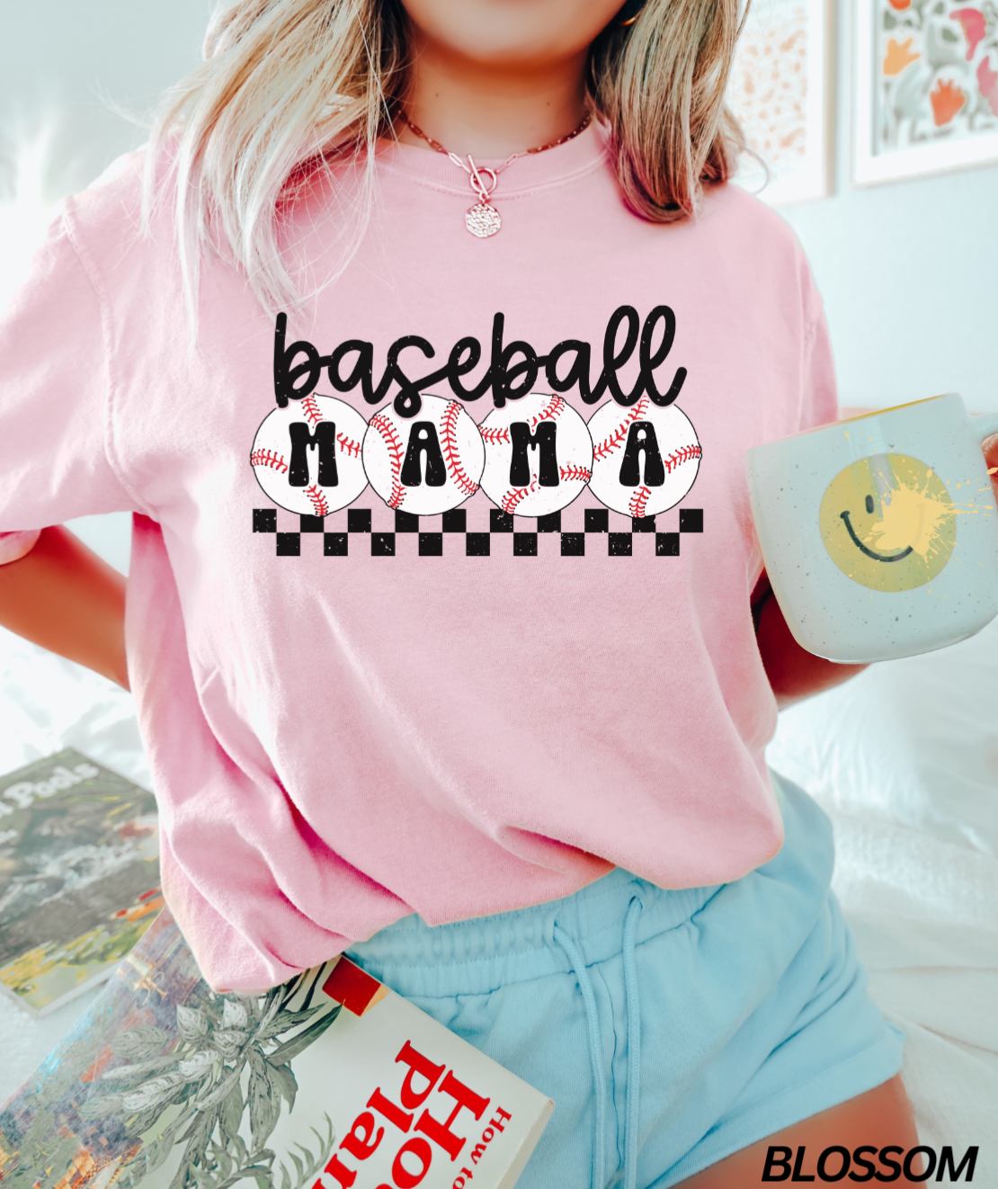 Checkered Baseball Mama T-Shirt