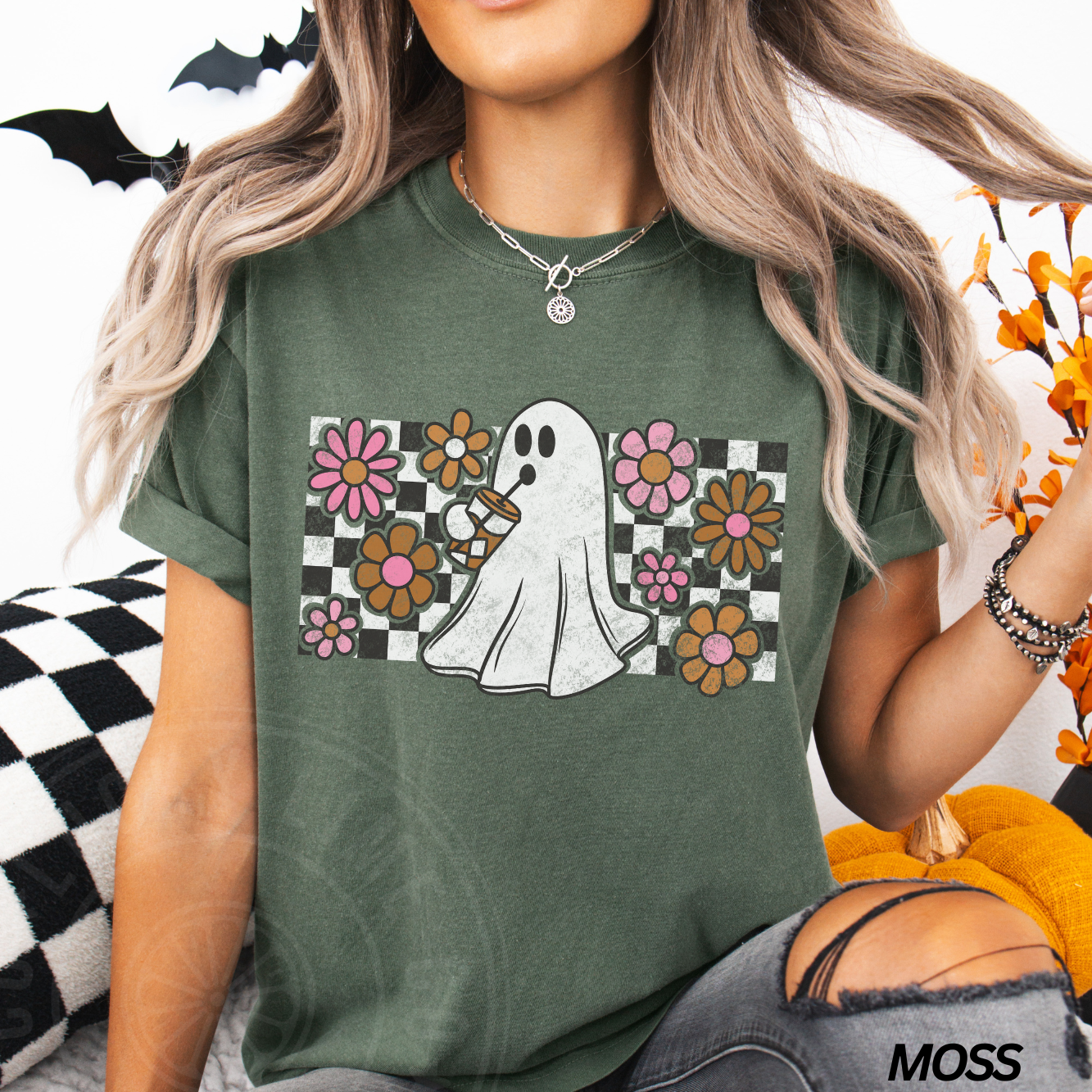 Checkered Iced Coffee Ghost Comfort Colors® T-shirt