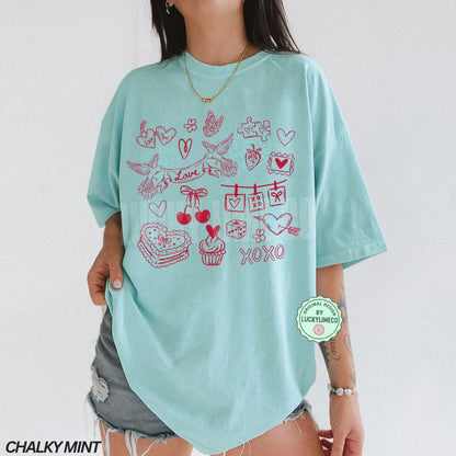 Valentine Doodles Collage Comfort Colors® T-shirt