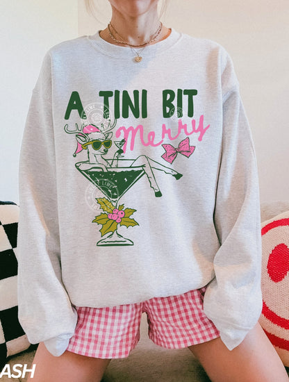 A Tini Bit Merry Reindeer Martini Sweatshirt