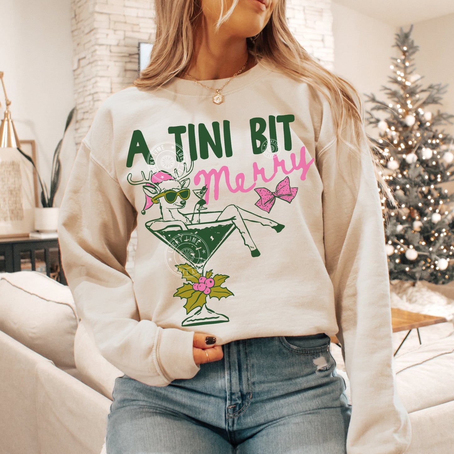 A Tini Bit Merry Reindeer Martini Sweatshirt