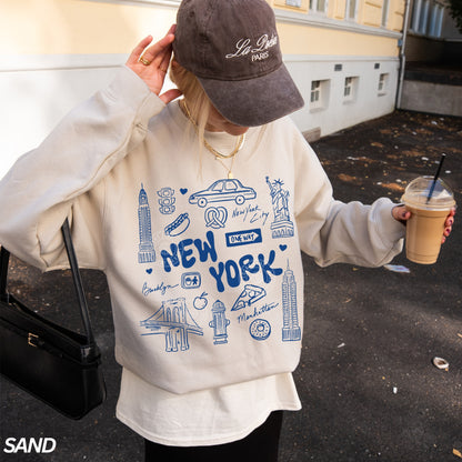 New York Doodle Collage Crewneck Sweatshirt