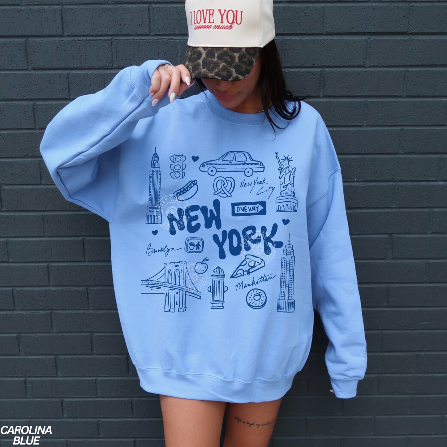 New York Doodle Collage Crewneck Sweatshirt