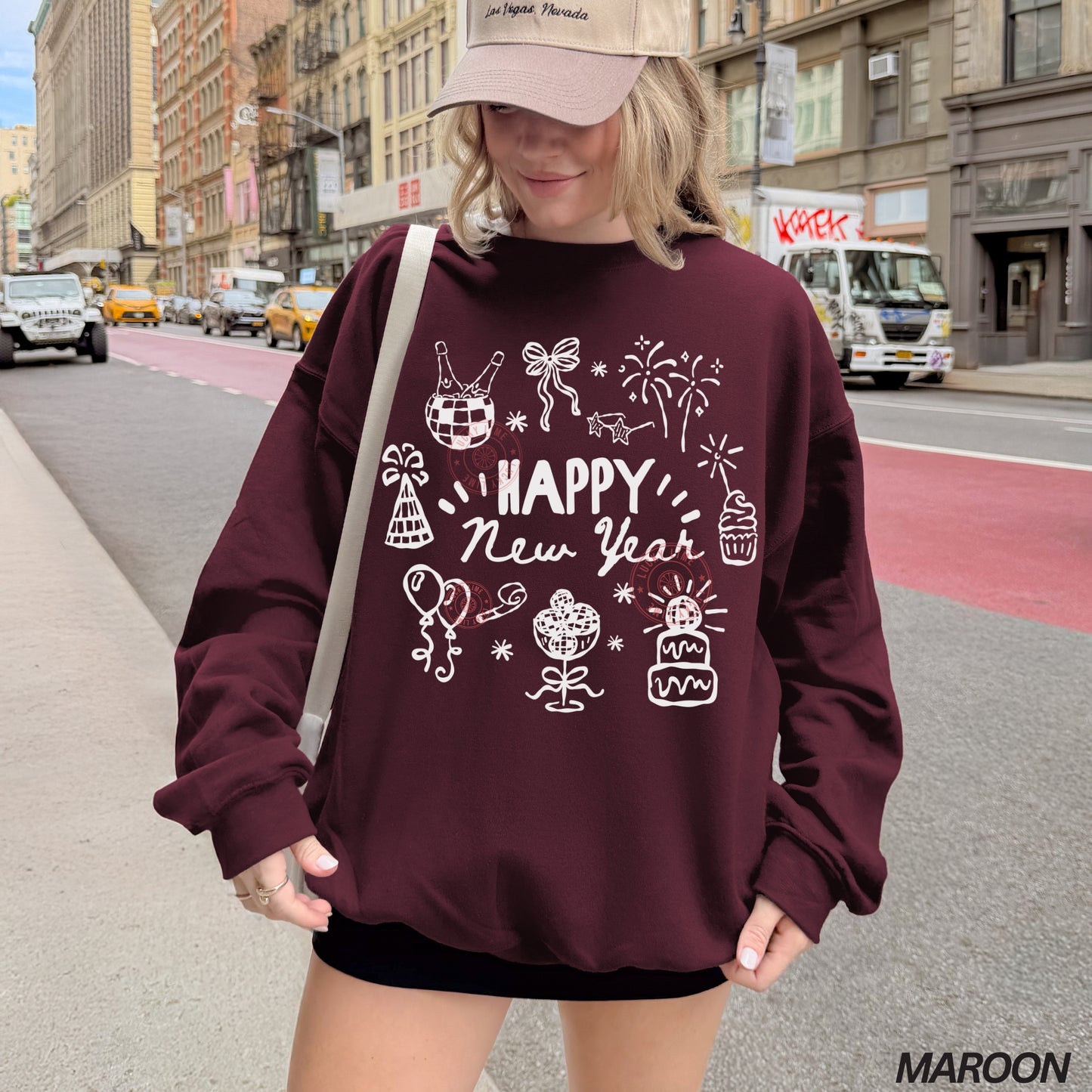 Happy New Year Doodles Crewneck Sweatshirt