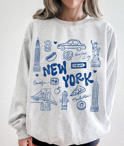 New York Doodle Collage Crewneck Sweatshirt