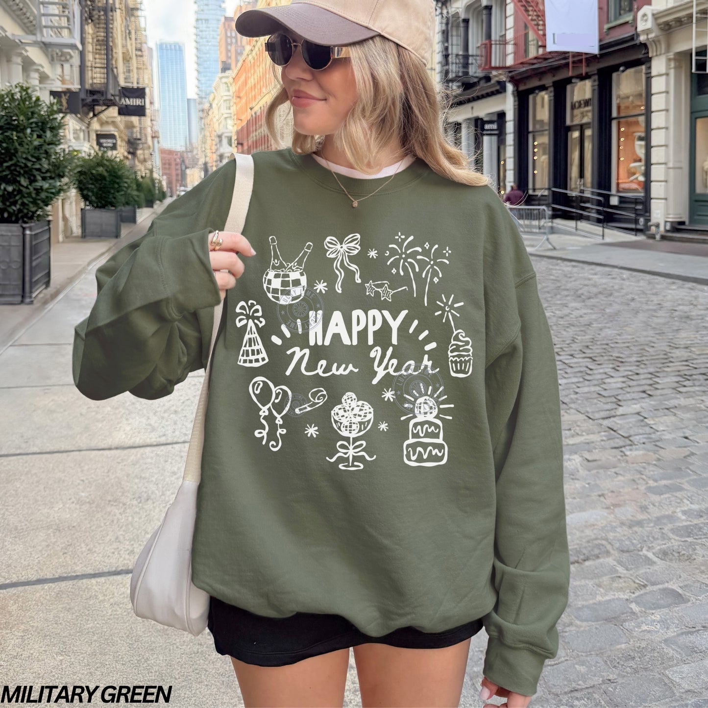 Happy New Year Doodles Crewneck Sweatshirt