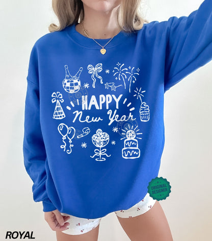 Happy New Year Doodles Crewneck Sweatshirt