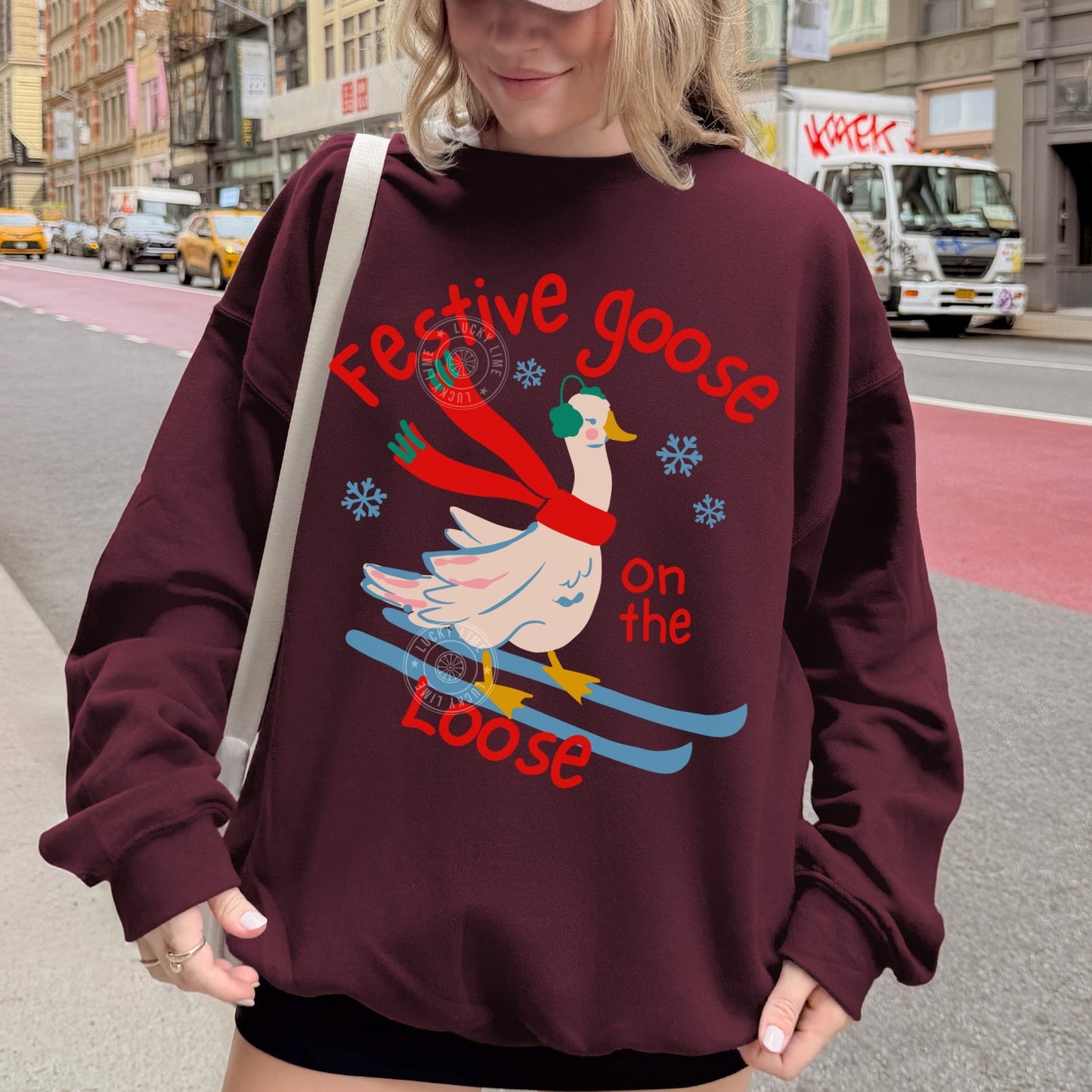Festive Goose on the Loose Holiday Crewneck Sweatshirt