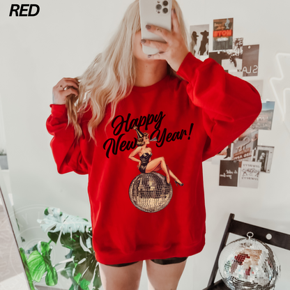 Happy New Year Vintage Pin Up Girl Crewneck Sweatshirt