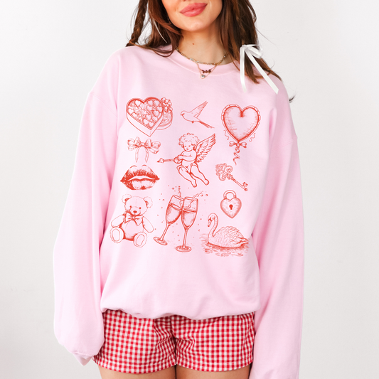 Vintage Valentine Collage Crewneck Sweatshirt