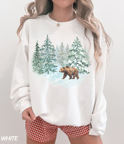 Retro Grizzly Bear Winter Sweatshirt