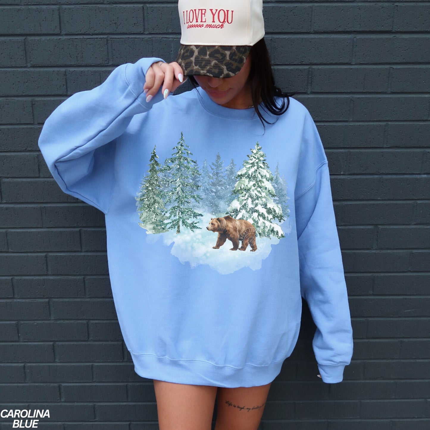 Retro Grizzly Bear Winter Sweatshirt