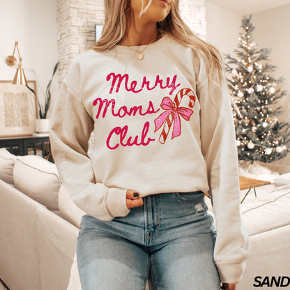 Merry Moms Club Candy Cane Crewneck Sweatshirt