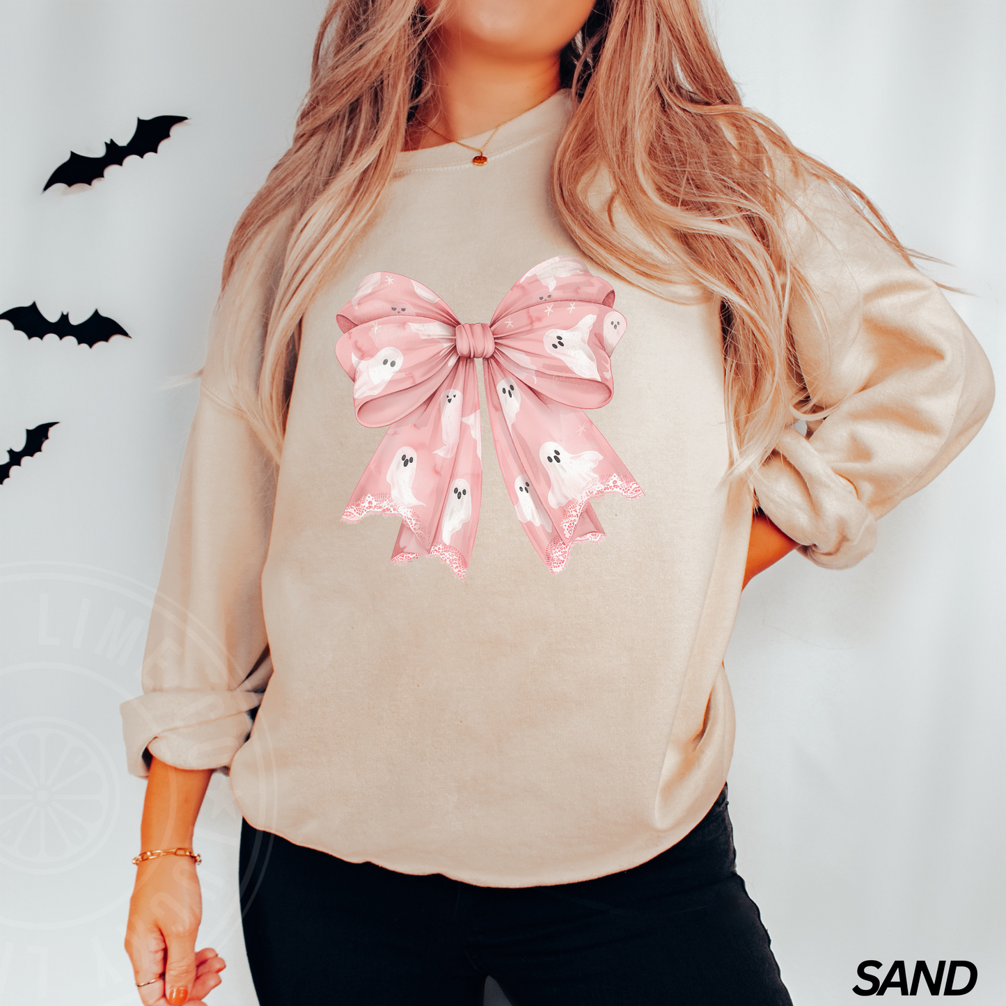 Pink Ghost Bow Sweatshirt