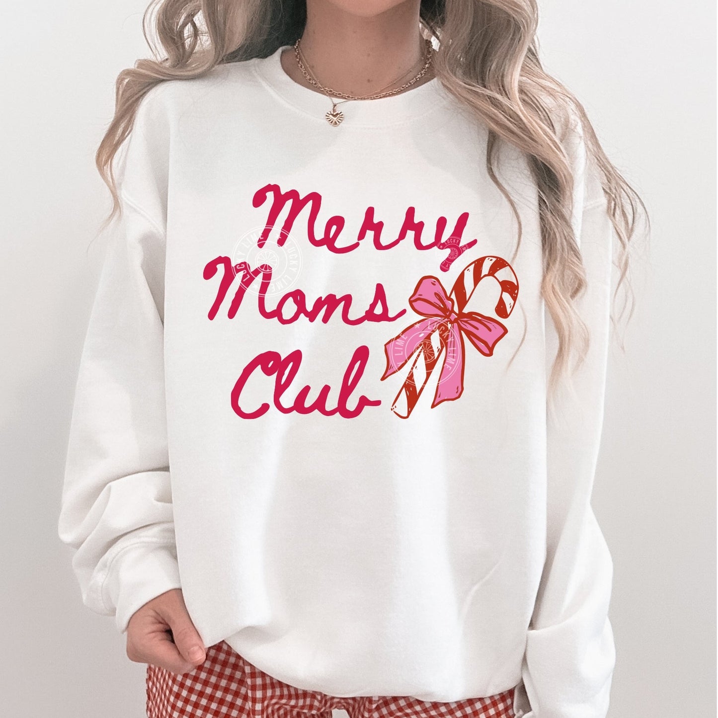 Merry Moms Club Candy Cane Crewneck Sweatshirt