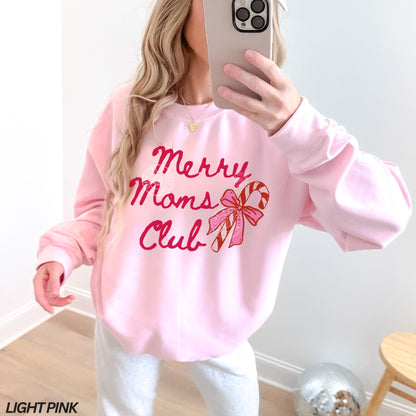 Merry Moms Club Candy Cane Crewneck Sweatshirt