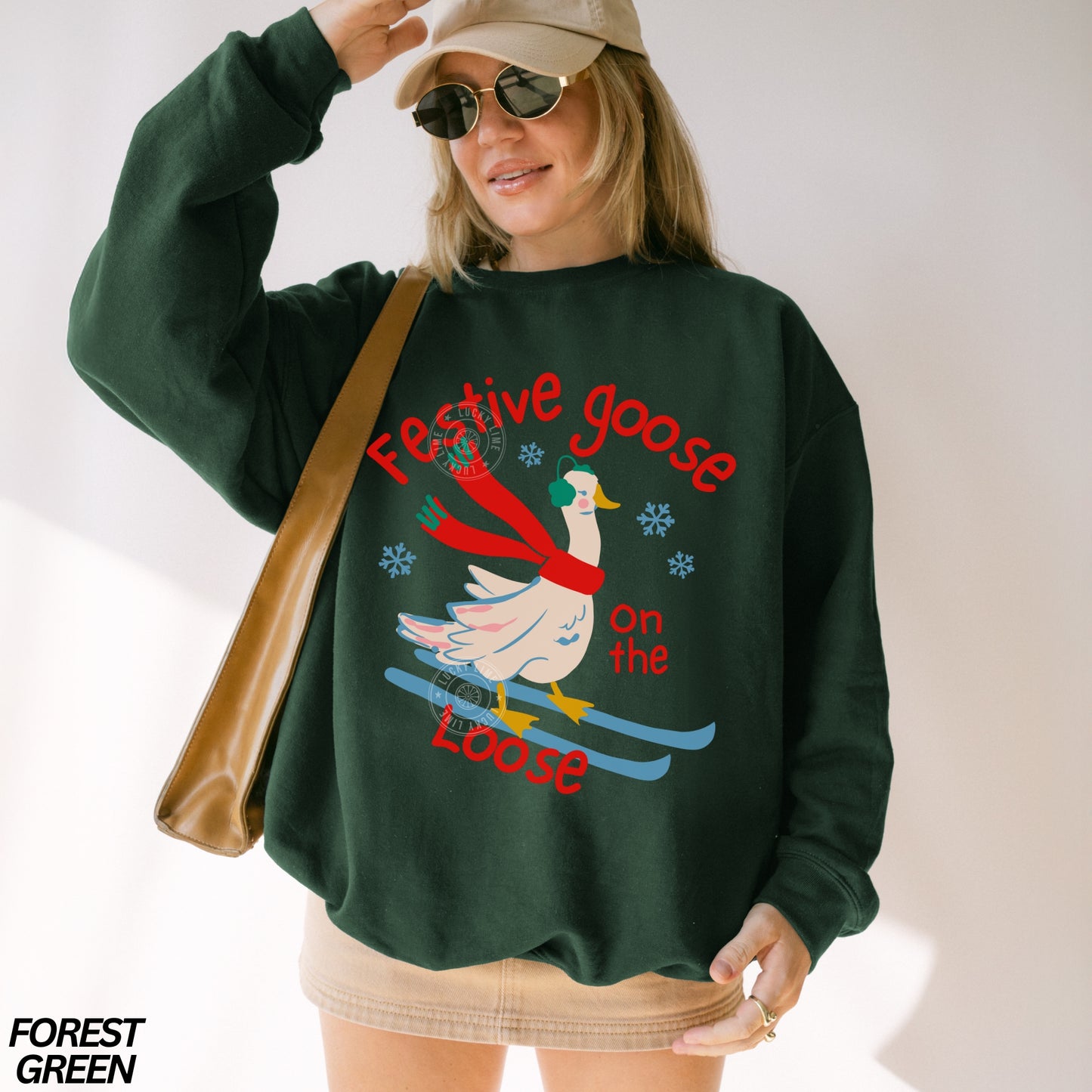 Festive Goose on the Loose Holiday Crewneck Sweatshirt