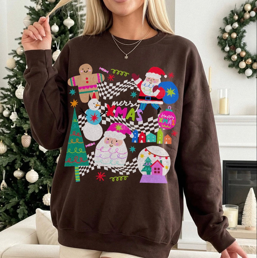 Retro Preppy Christmas Collage Sweatshirt