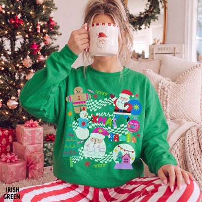 Retro Preppy Christmas Collage Sweatshirt